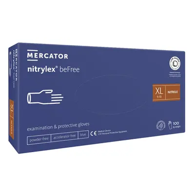 Mercator Medical Nitrilové rukavice Mercator NITRYLEX beFree, nepudr., modré,100ks Velikost: XS