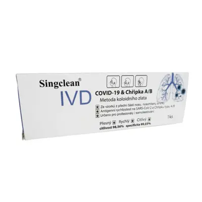 Singclean® 1x Singclean Antigenní rychlotest na detekci COVID-19/ChřipA+B z přední části nosu ne