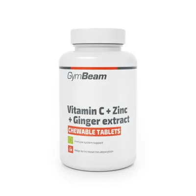 GymBeam Vitamín C + Zinek + extrakt ze zázvoru tablety na cucání, 90 tab.