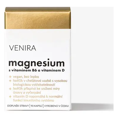 VENIRA magnesium s vitaminem B6 a vitaminem D, 90 kapslí