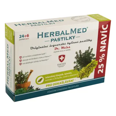 Dr. Weiss HerbalMed Lišejník+tymián+med+ vitamin C, 24+6 pastilek