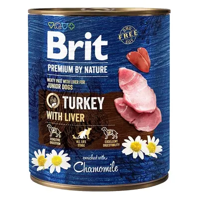 Brit Premium by Nature konzerva paté pro mladé psy bez obilovin krůtí a játra, 800 g