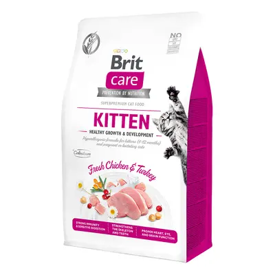 Brit Care Cat krmivo bez obilovin pro zdravý růst a vývoj koťat s kuřetem a krocanem, 400 g