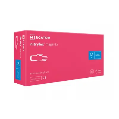 Mercator Medical Nitrilové rukavice Mercator NITRYLEX magenta, nepudr., 100 ks Velikost: M