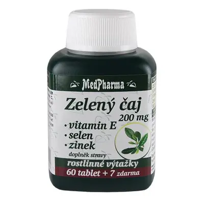 MedPharma Zelený čaj 200 mg + vitamin E + selen + zinek, 67 tablet