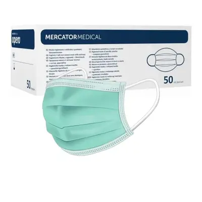 Mercator Medical OPERO Chirurgická ústenka z netkané textilie s gumičkami, třívrstvá (modrá,bílá