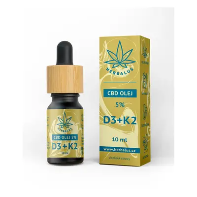 Herbalus CBD Olej 5% s vitamíny D3+K2, 10ml