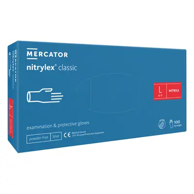 Mercator Medical Nitrilové rukavice Mercator Classic blue nepudr., 100 ks Velikost: L