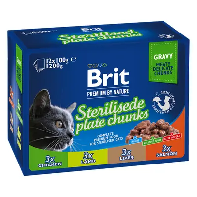 Brit Premium Cat Kapsičky pro kastrované kočky MULTIPACK, 12x100 g