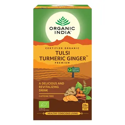 ORGANIC INDIA Tulsi kurkuma-zázvor BIO, 25 sáčků