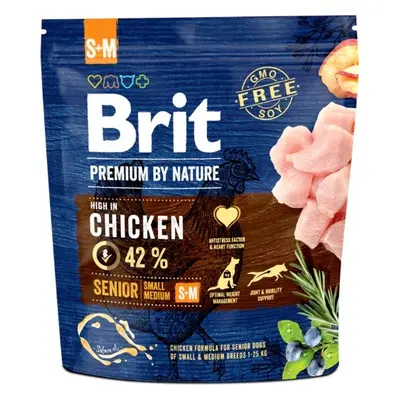 Brit Premium by Nature krmivo pro starší psy malých a středně velkých plemen s kuřetem, 1 kg