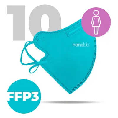 Nanolab 10 x Český bezpečný nano respirátor FFP3 dámský modrý vel M Varianta: uni