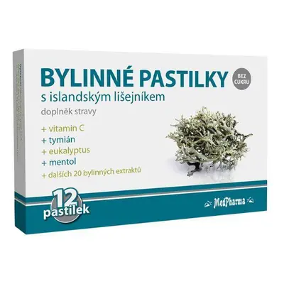 MedPharma Bylinné pastilky bez cukru s islandským lišejníkem, 12 pastilek