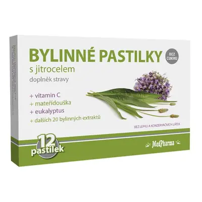 MedPharma Bylinné pastilky bez cukru s jitrocelem, 12 pastilek