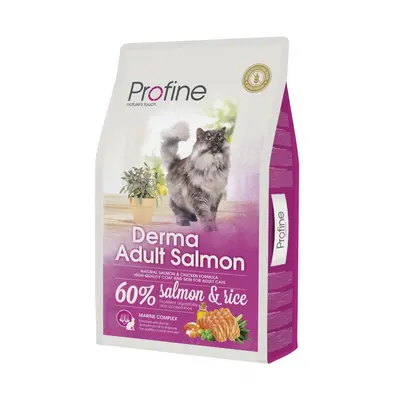 Profine Cat Derma krmivo pro dospělé kočky pro péči o srst a kůži s lososem a rýží, 10 kg