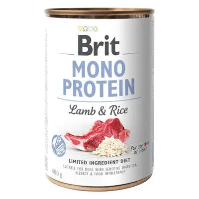 Brit Mono Proteinová konzerva pro psy 100% jehněčí s rýží, 400 g