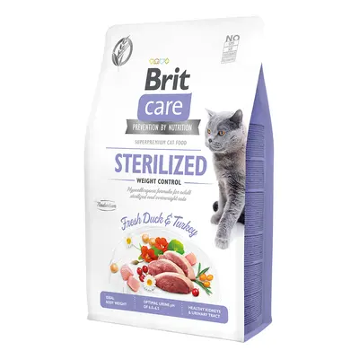 Brit Care Cat krmivo bez obilovin pro váhový balanc kastrovaných koček s kachnou a krocanem, 2 k