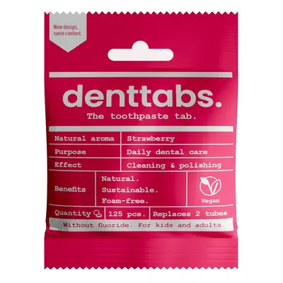 DENTTABS přírodní dětská zubní pasta v tabletách bez fluoridu jahoda 125 k