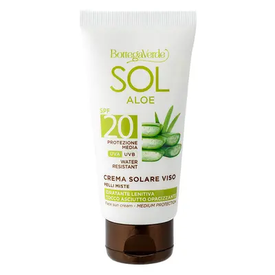 Bottega Verde SOL ALOE Voděodolný opalovací krém na obličej SPF 20, 50ml