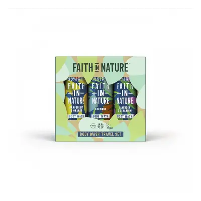 Faith in Nature Cestovní dárková sada – 3 x 100 ml sprchový gel (kokos, citrusy a levandule)