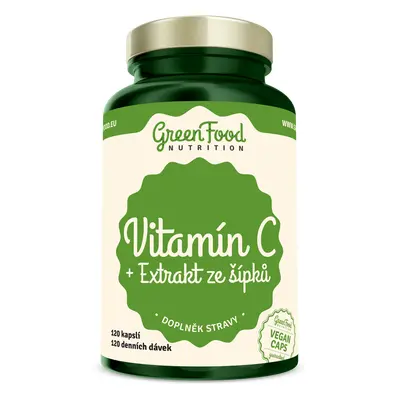 GreenFood Nutrition Vitamin C 200 + Extrakt ze šípků 120 kapslí