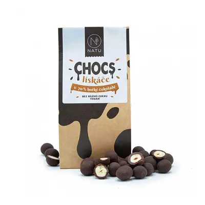 NATU CHOCS Lískové ořechy v 70% hořké čokoládě 200g