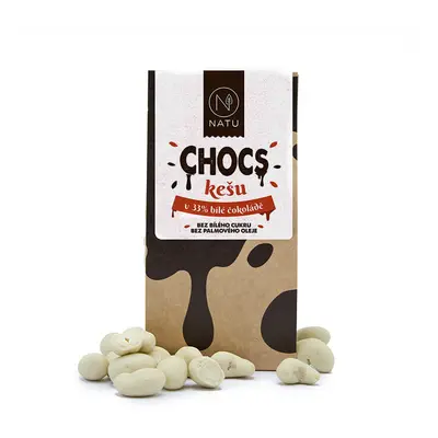 NATU CHOCS Kešu v 33% bílé čokoládě 190g