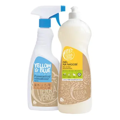 TIERRA VERDE Gel na nádobí BIO citron 1 l + Pomerančový odmašťovač sprej 750 ml