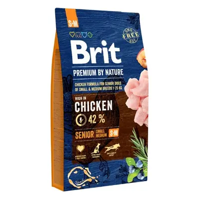 Brit Premium by Nature krmivo pro starší psy malých a středně velkých plemen s kuřetem, 8 kg