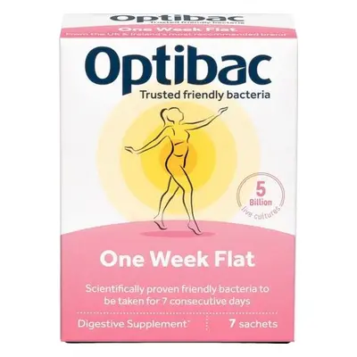 Optibac One Week Flat Probiotika při nadýmání a PMS, 7 x 1,5g sáček