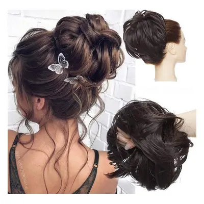 Messy Bun příčesek do vlasů s gumičkou, tmavě hnědá