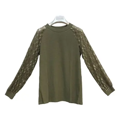 Dámská elegantní halenka s krajkovými rukávy - khaki Velikosti XS-XXL: S