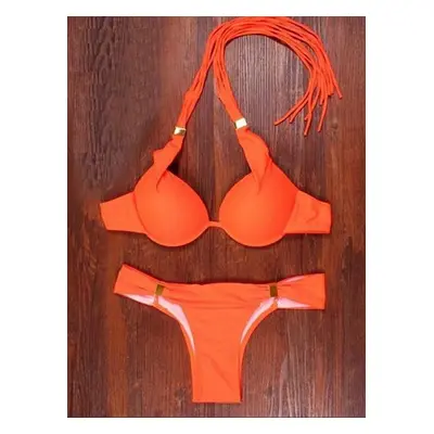 Dámské bikiny s push-up efektem a třásněmi - 2 barvy Oranžová, velikost 5 Velikosti XS-XXL: XL