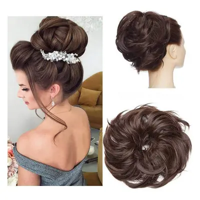 Messy Bun příčesek do vlasů s gumičkou, středně hnědá