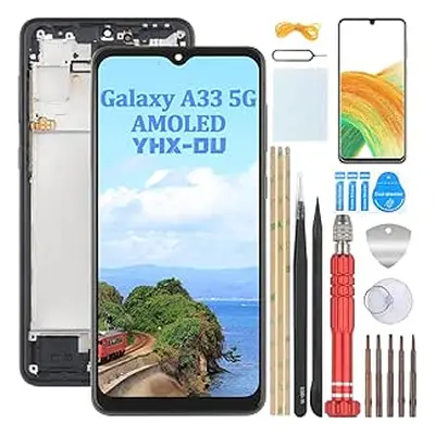 YHX-OU 6,4" černý+rámeček AMOLED displej pro Samsung Galaxy A33 5G SM-A336B SM-A336M SM-A3360 LC