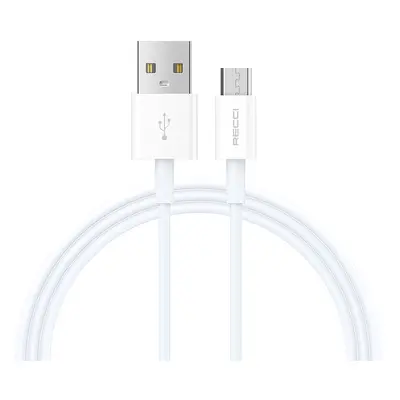 Nabíjecí a datový USB-A kabel Recci s konektorem micro USB (1m) Bílá RS06M