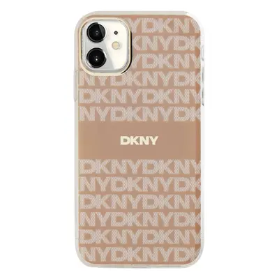 DKNY PC/TPU Repeat Pattern Tonal Stripe Magsafe kryt pro iPhone 11 - Růžová