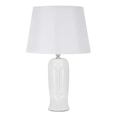 Stolní lampa StatuaS textilním stínidlem, keramická, bílá, výška 46 cm