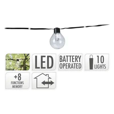 Řetěz 2,4m, PÁRTY "ŽÁROVKA", 10LED, na baterie