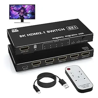 8K HDMI přepínač 5 vstupů 1 výstup HDMI Splitter - 8K@60Hz/4K@120Hz HDMI přepínač 5 portů s IR d