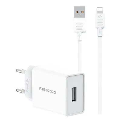 Sada Recci 10W USB-A adaptér s nabíjecím a datovým kabelem s konektorem lightning RC58EL