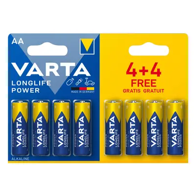 baterie tužková AA LR6 (4+4ks) alkalická Longlife Power VARTA 129175