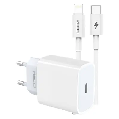 Sada Recci 20W USB-C adaptér s nabíjecím a datovým USB-C kabelem s konektorem lightning RCK-16EC