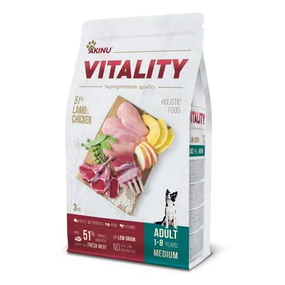 Akinu VITALITY Jehněčí & kuřecí granule krmivo pro psy středních plemen 3 kg 110174