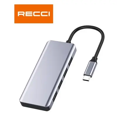 Recci USB-C hub 5v1 s konektory USB-A a micro USB RH06 - Šedá V-8907