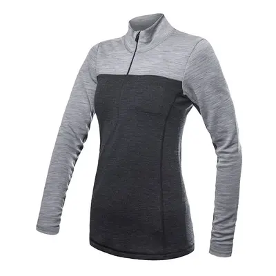 SENSOR MERINO BOLD dámské triko dl.rukáv zip anthracite/cool gray