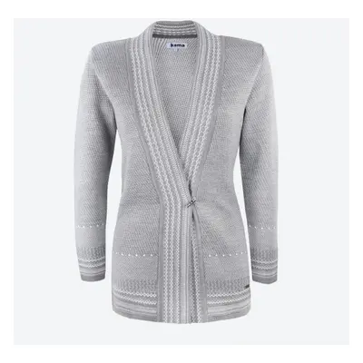 KAMA 5030 Pletený Merino cardigan svetr, šedý