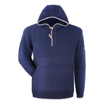 KAMA 4059 unisex merino svetr s kapucí, modrá