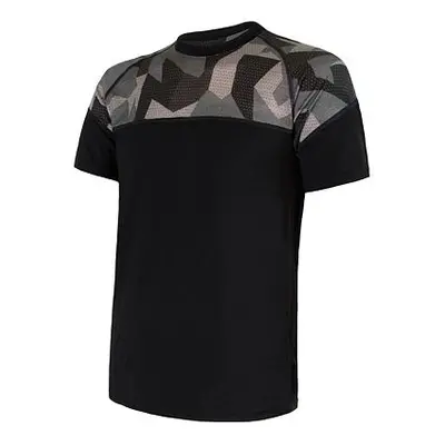 SENSOR MERINO IMPRESS pánské triko kr.rukáv černá/camo