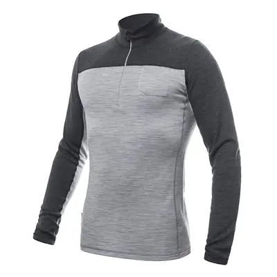 SENSOR MERINO BOLD pánské triko dl.rukáv zip cool gray/anthracite